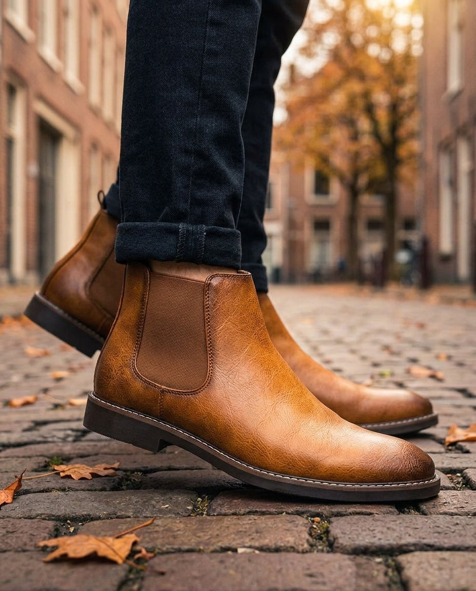 Men's Chelsea Boots Faux Leather Elastic Side Timeless Design Elegant Versatile Comfortable Boots | Sansoti