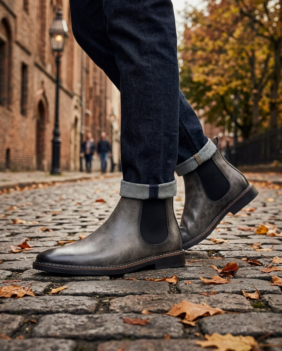 Men's Chelsea Boots Faux Leather Elastic Side Timeless Design Elegant Versatile Comfortable Boots | Sansoti