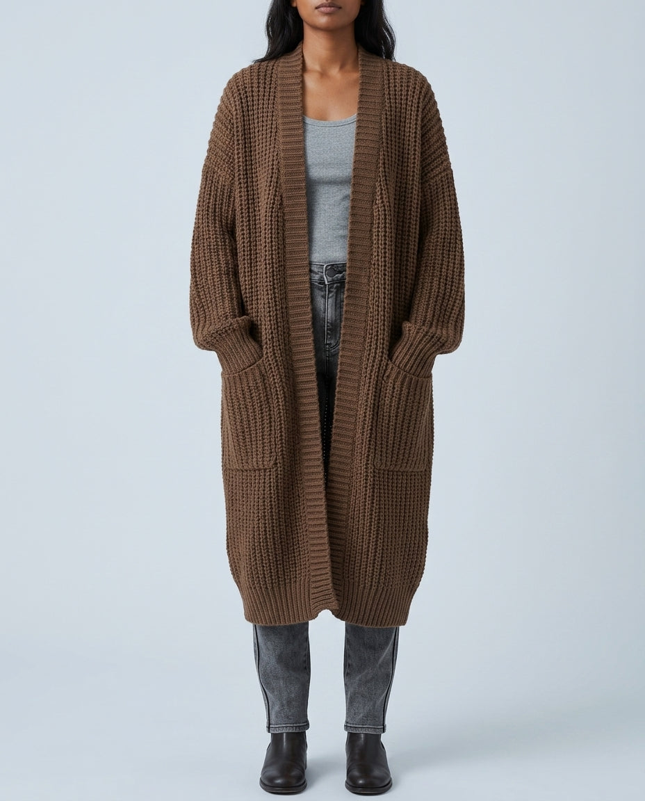 Dames Lang Vest Oversized Gebreid Cardigan Longline Cozy Knitwear Zachte Brei Warm Comfort Voor Koele Dagen | Sansoti