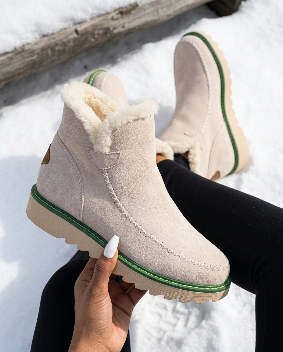Dames Plateauschoenen met Fleecevoering - Winterschoenen Instapmodel - Warme Gevoerde Laarzen voor Dames | Sansoti