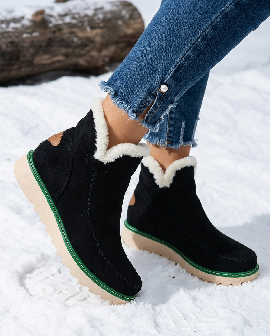 Dames Plateauschoenen met Fleecevoering - Winterschoenen Instapmodel - Warme Gevoerde Laarzen voor Dames | Sansoti