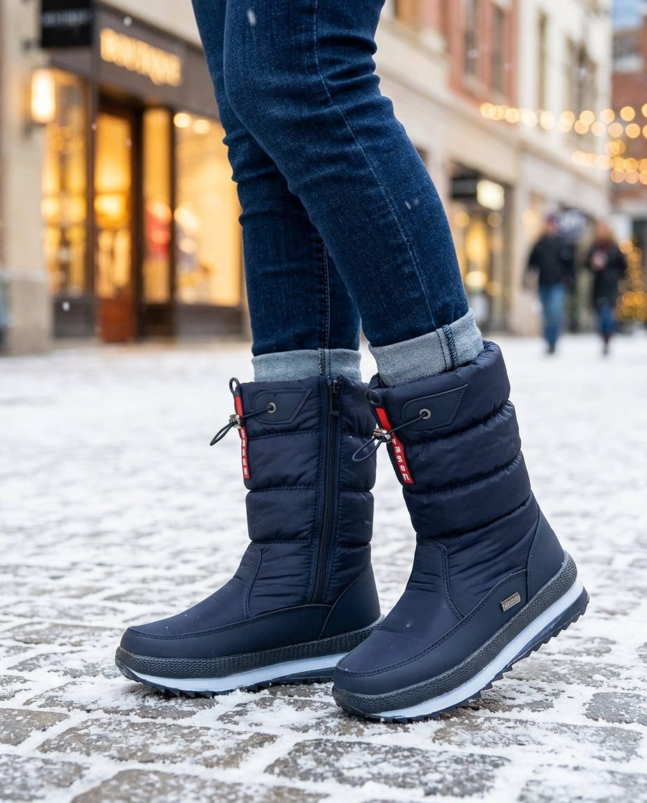 Waterproof Lined Winter Boots for Women, Warm and Comfortable, with Non-Slip Sole, Zipper and Lace-Up Closure, Snow Boots | Sansoti