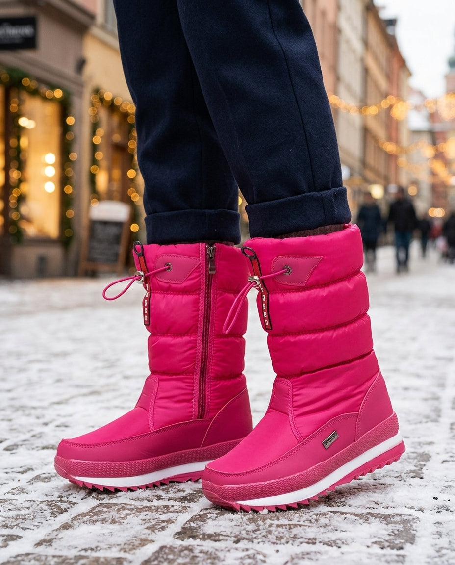 Waterproof Lined Winter Boots for Women, Warm and Comfortable, with Non-Slip Sole, Zipper and Lace-Up Closure, Snow Boots | Sansoti