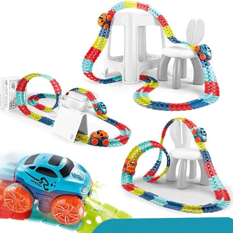 Circuit de course magnétique pour enfants avec fonction phosphorescente, 46 à 184 pièces, éducatif et créatif | Sansoti