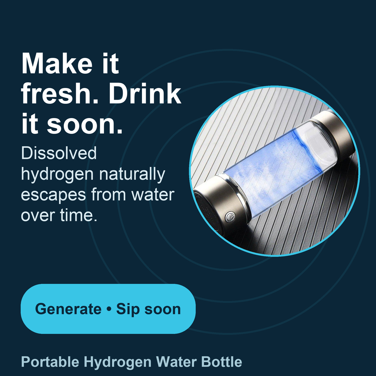 Draagbare Waterstofwaterfles 420ml Oplaadbaar USB-C Eenknopsbediening Gezond Water Onderweg Hydratatie | Sansoti