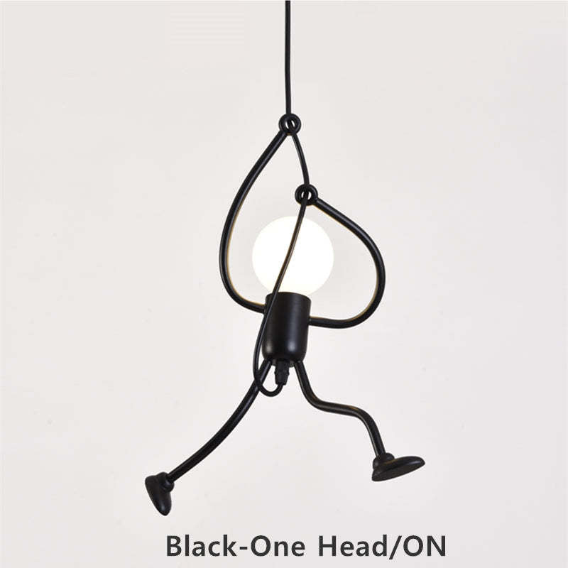 Suspension en métal en forme de figure LED E27 noir blanc design moderne éclairage intérieur salon salle à manger chambre | Sansoti