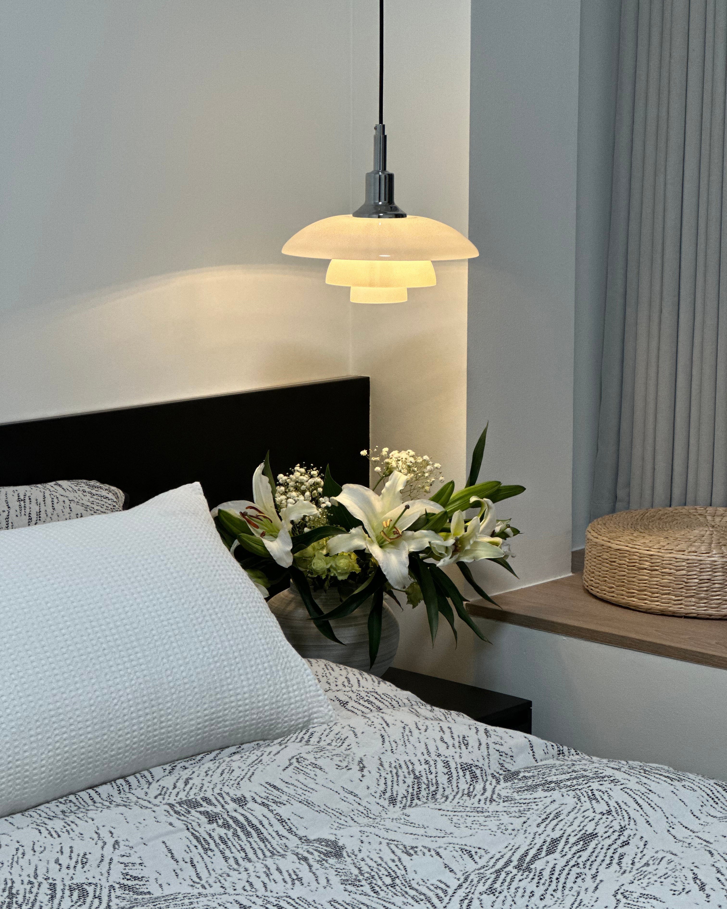 Hanglamp Glas Rond Scandinavisch Wit LED Woonkamer Eetkamer Slaapkamer Modern | Sansoti