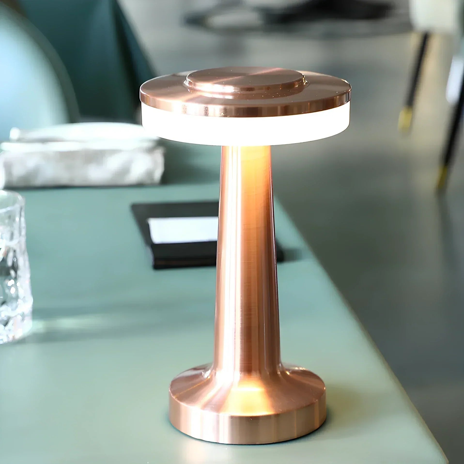 Tafellamp Draadloos Oplaadbaar Dimbaar Metaal LED 3 Lichtkleuren USB-C Goud Zilver Zwart Retro Restaurant Bar Nachtkastje Sfeerlamp Draagbaar | Sansoti