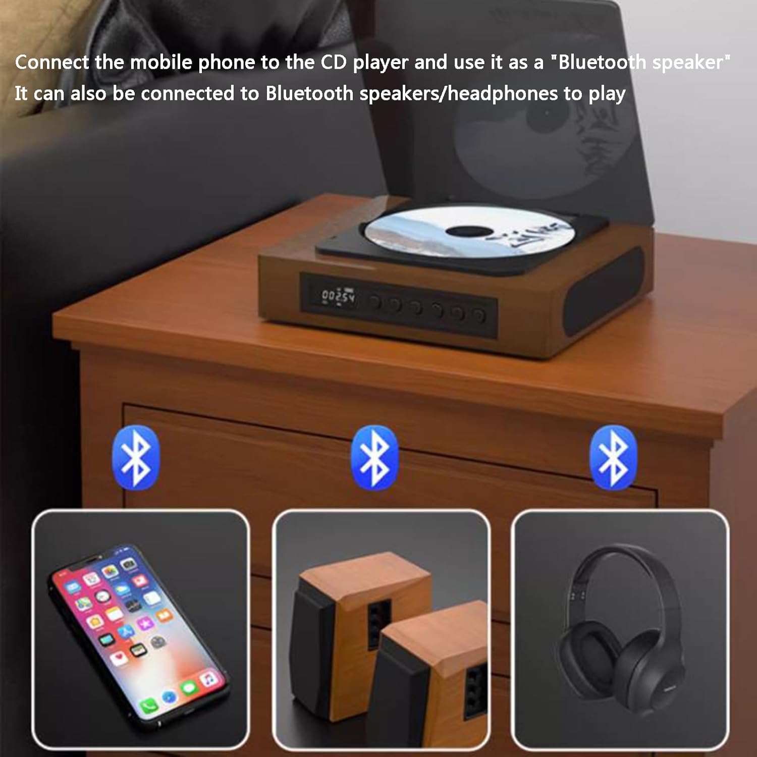 Retro CD-Player Bluetooth Vintage Musikplayer mit FM Radio und LCD-Display | Restfield