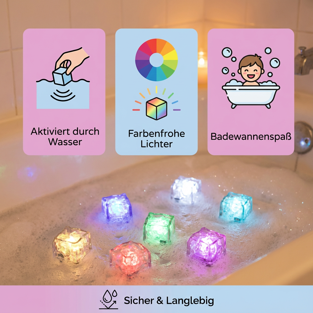 Lichtgevende Badkubus voor Kinderen 6-Delig Set – Watergeactiveerd Speelgoed | Sansoti