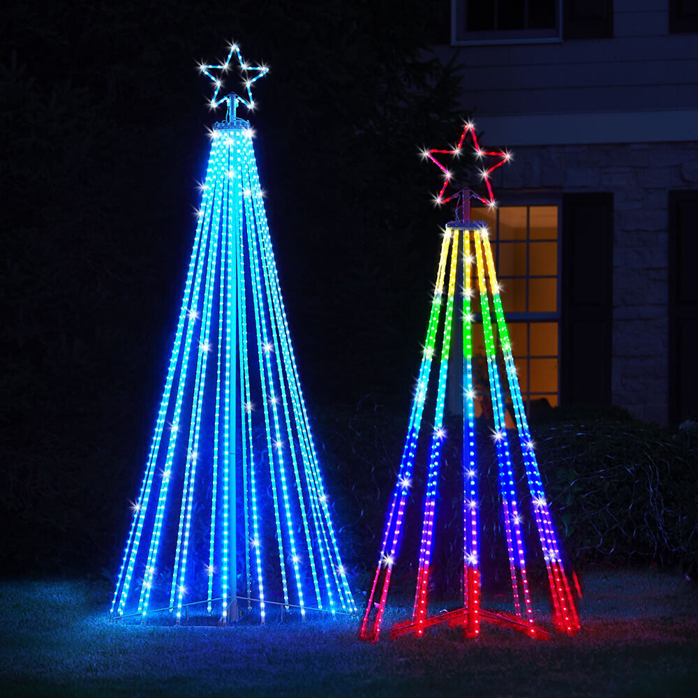 LED Curtain Lights Christmas Tree 150 LEDs Multicolor 2m 12 Light Modes Waterproof IP44 Outdoor Garden Party Lighting | Sansoti