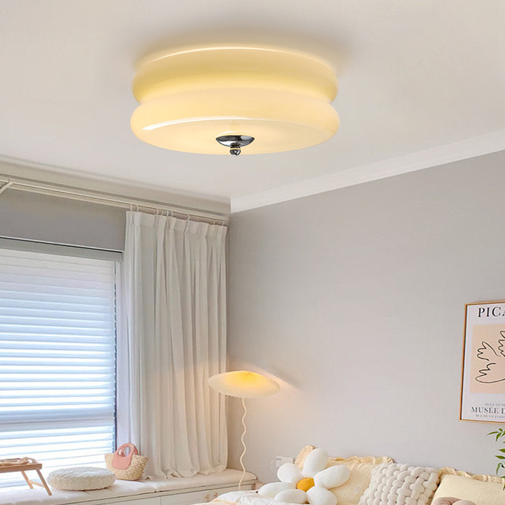 LED Deckenleuchte Glas Metall Creme 13 cm Schlafzimmer Wohnzimmer Art Deco Deckenbeleuchtung Rund Warmes Licht Neutrales Licht Weißes Licht | Restfield