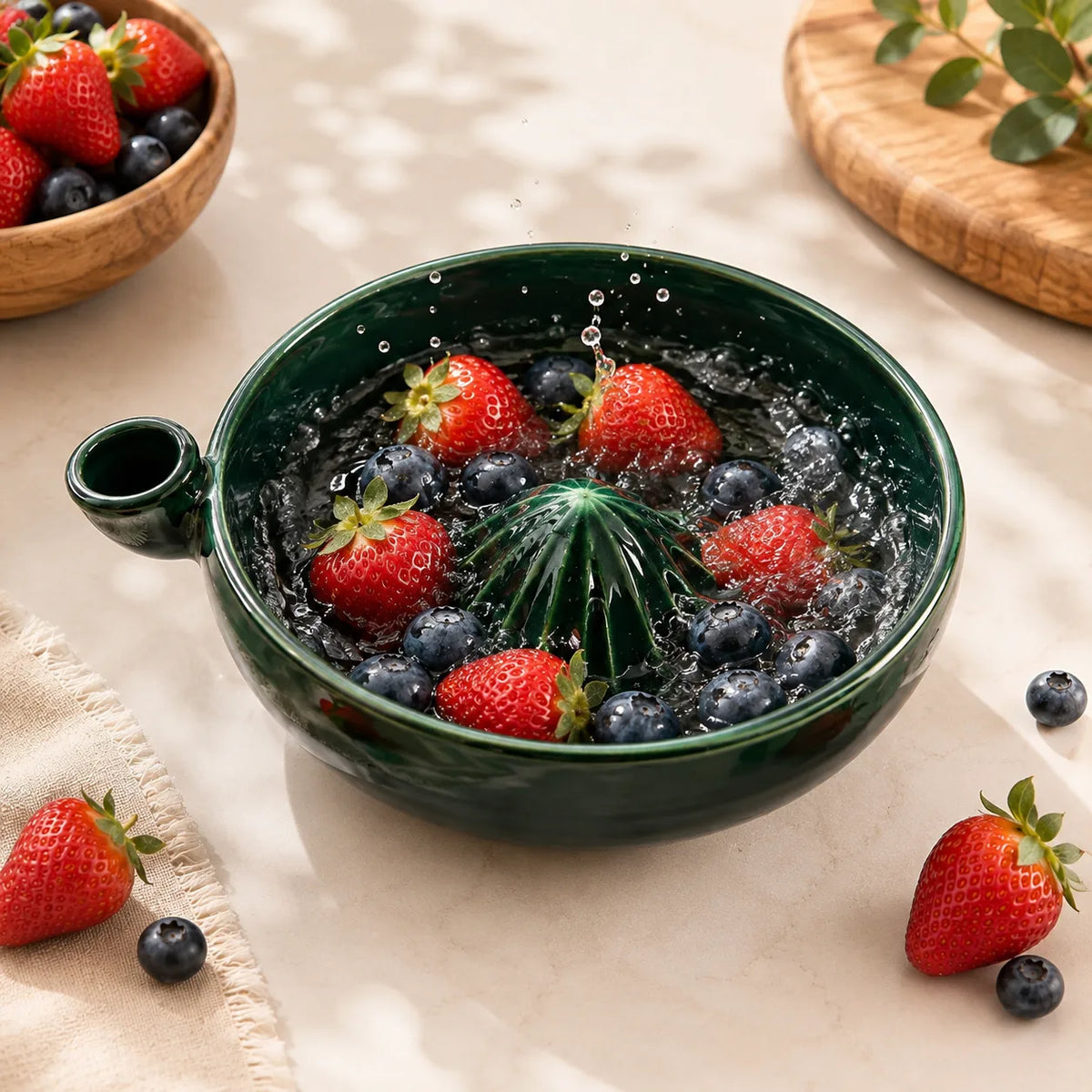 Ceramic Colander Bowl with Drainage Pattern for Washing, Serving, and Storing Berries, Fruit, and Vegetables - Kitchen Bowl | Sansoti