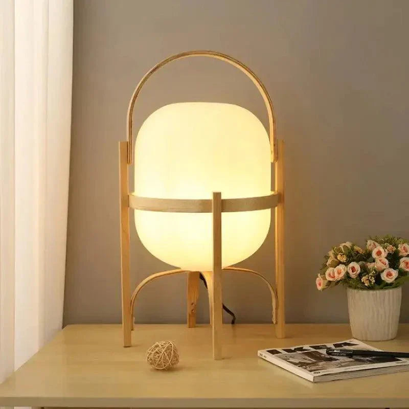 Tischlampe Holz Opalglas Natur 3 Größen Wohnzimmer Schlafzimmer Stimmungslicht Stehlampe Japandi Skandinavisch | Restfield
