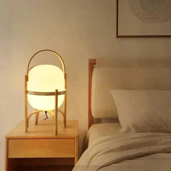 Tischlampe Holz Opalglas Natur 3 Größen Wohnzimmer Schlafzimmer Stimmungslicht Stehlampe Japandi Skandinavisch | Restfield