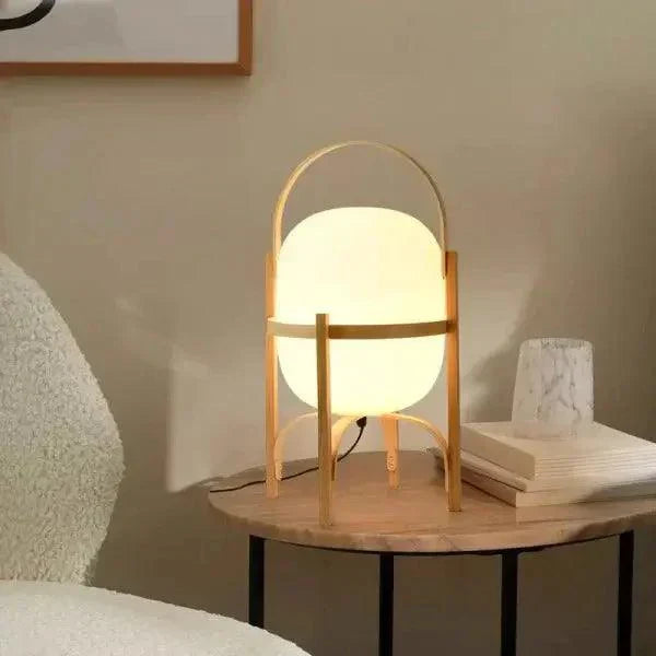 Tischlampe Holz Opalglas Natur 3 Größen Wohnzimmer Schlafzimmer Stimmungslicht Stehlampe Japandi Skandinavisch | Restfield