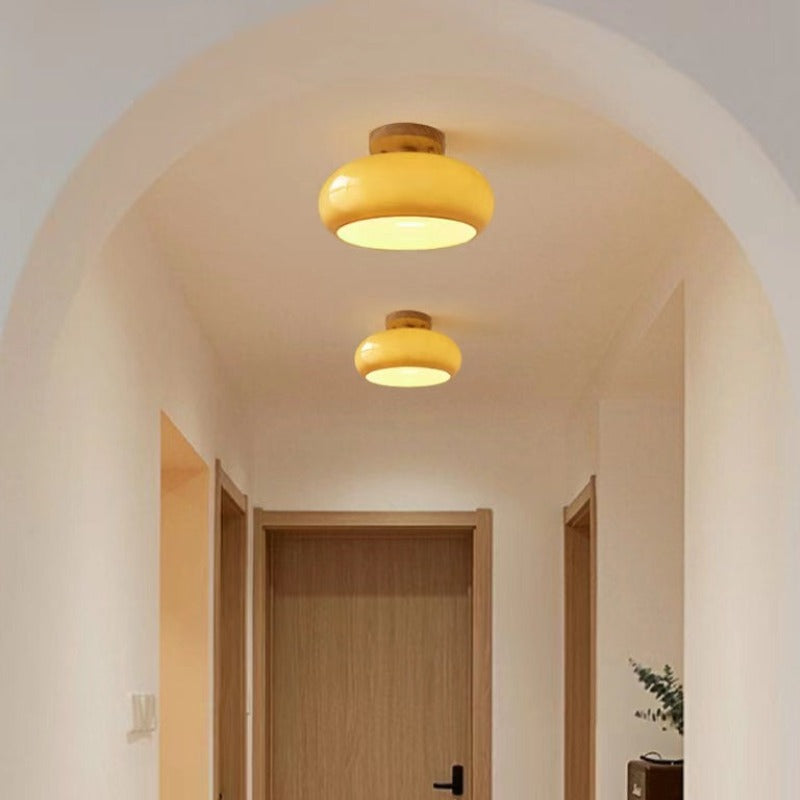 Plafondlamp Hout Glas Scandinavisch Warm Naturel E27 LED Woonkamer Eetkamer Sfeervol | Sansoti