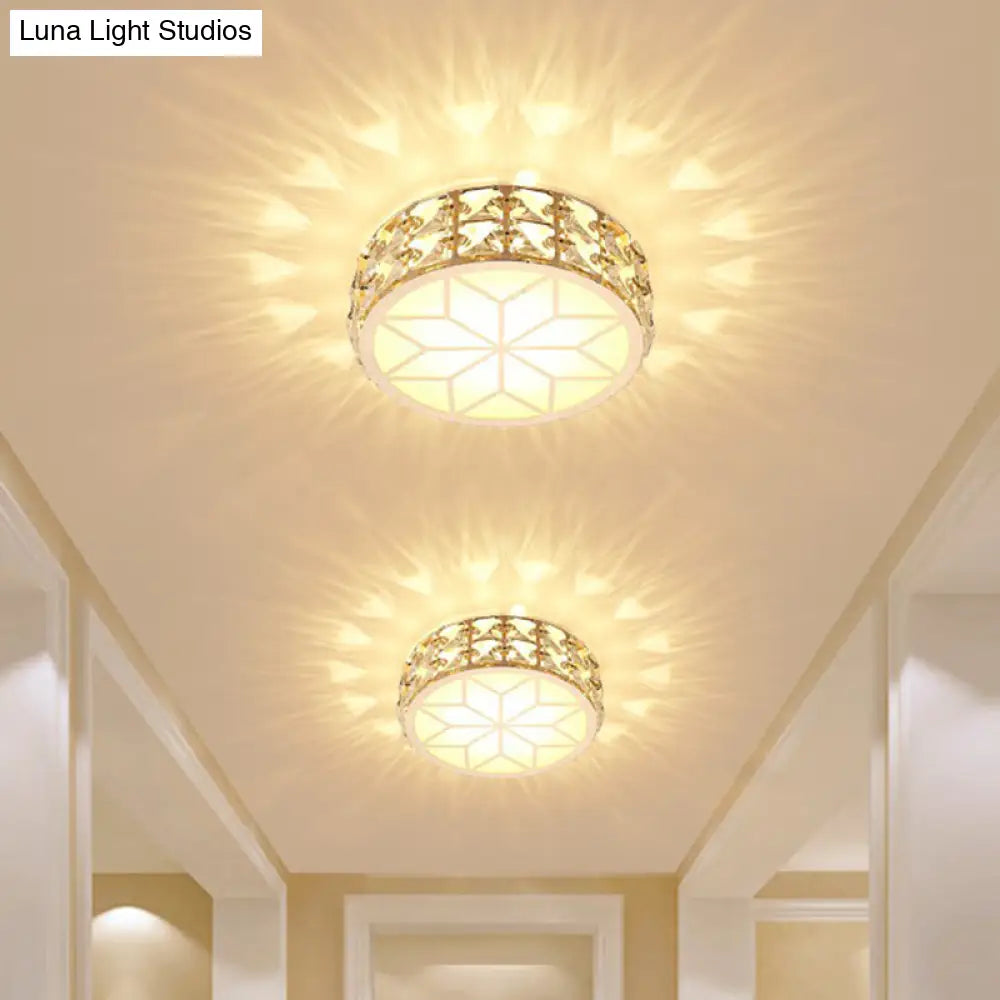 Runde Kristall-Deckenleuchte LED Einbauleuchte Champagnergold 15–20 cm Flur Diele Schlafzimmer moderne Luxusbeleuchtung | Sansoti
