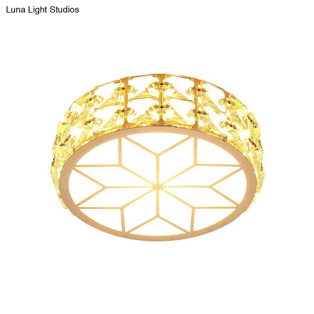 Runde Kristall-Deckenleuchte LED Einbauleuchte Champagnergold 15–20 cm Flur Diele Schlafzimmer moderne Luxusbeleuchtung | Sansoti