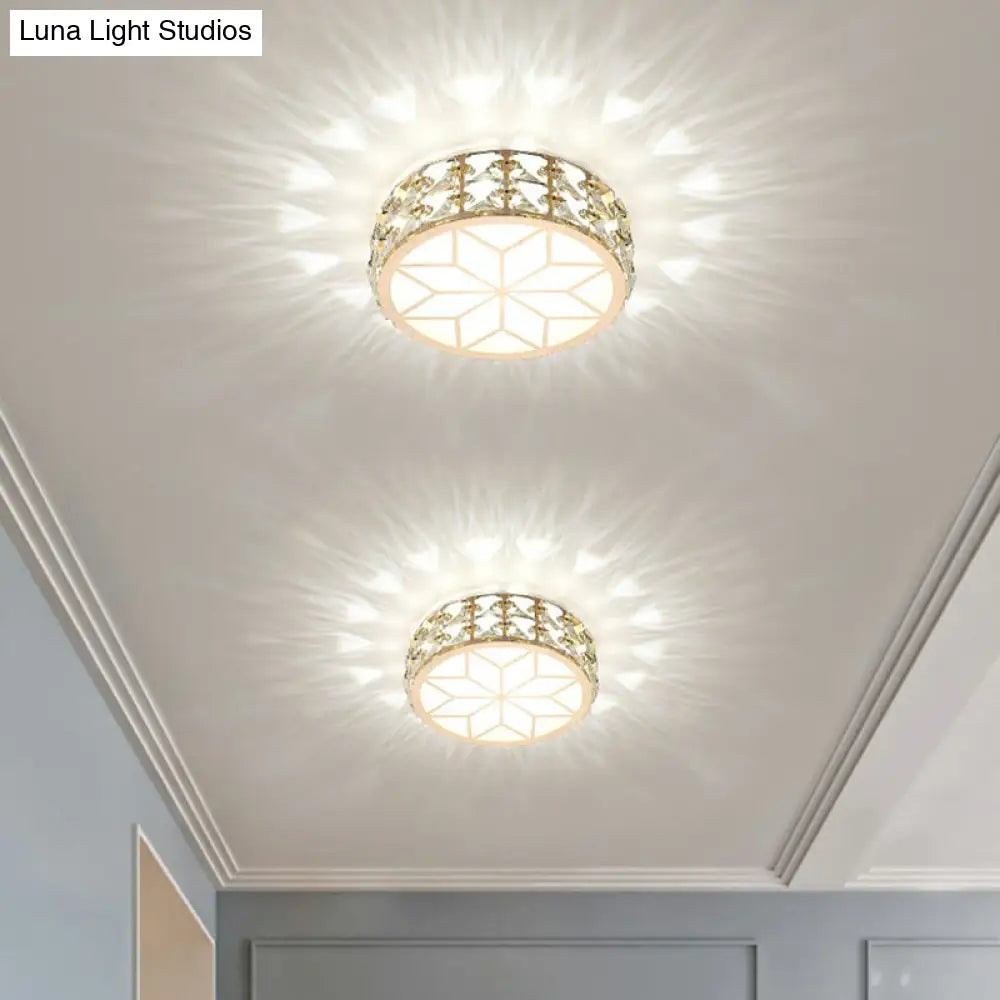 Runde Kristall-Deckenleuchte LED Einbauleuchte Champagnergold 15–20 cm Flur Diele Schlafzimmer moderne Luxusbeleuchtung | Sansoti