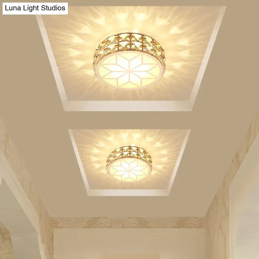 Runde Kristall-Deckenleuchte LED Einbauleuchte Champagnergold 15–20 cm Flur Diele Schlafzimmer moderne Luxusbeleuchtung | Sansoti