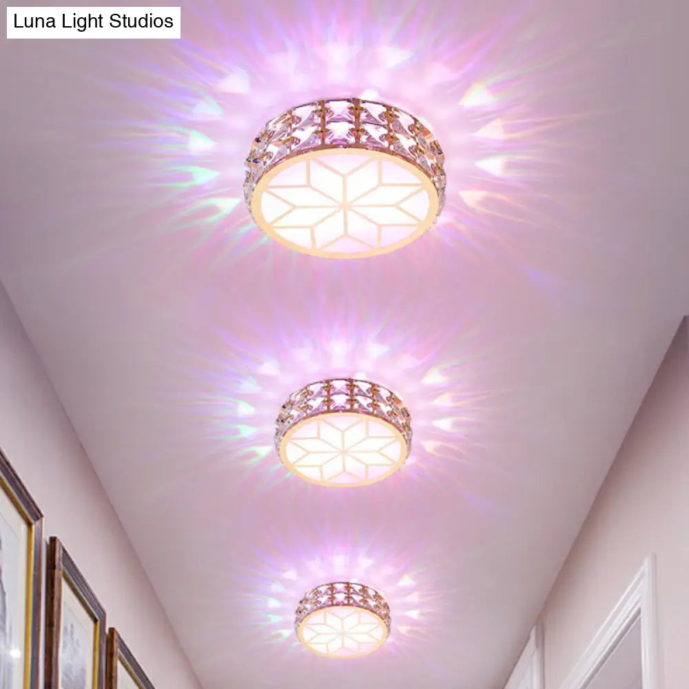 Runde Kristall-Deckenleuchte LED Einbauleuchte Champagnergold 15–20 cm Flur Diele Schlafzimmer moderne Luxusbeleuchtung | Sansoti