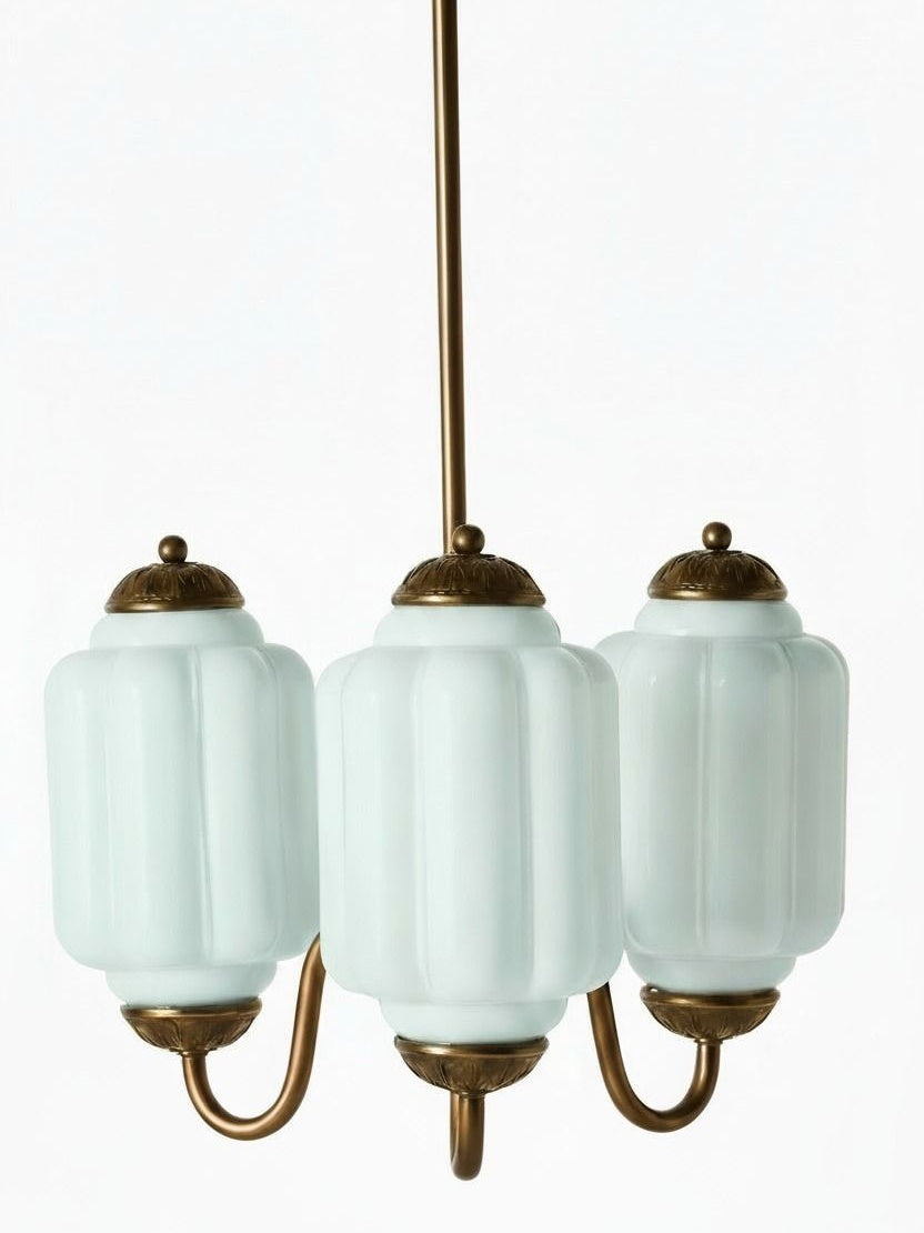 Melkglazen Kroonluchter Vintage Afwerking Tijdloze Elegantie Klassieke Verlichting voor Eetkamer Woonkamer | Sansoti