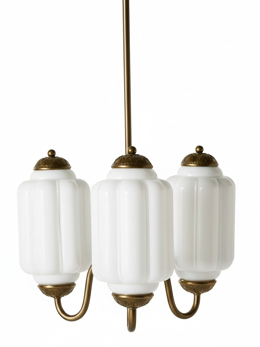 Melkglazen Kroonluchter Vintage Afwerking Tijdloze Elegantie Klassieke Verlichting voor Eetkamer Woonkamer | Sansoti