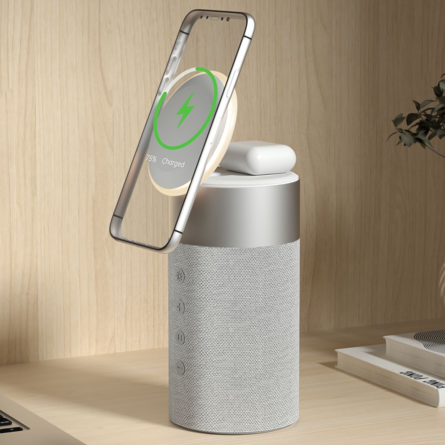 Draadloze Speaker met Oplaadfunctie – 3-in-1 Bluetooth Speaker, MagSafe Powerbank & Sfeerverlichting | Sansoti