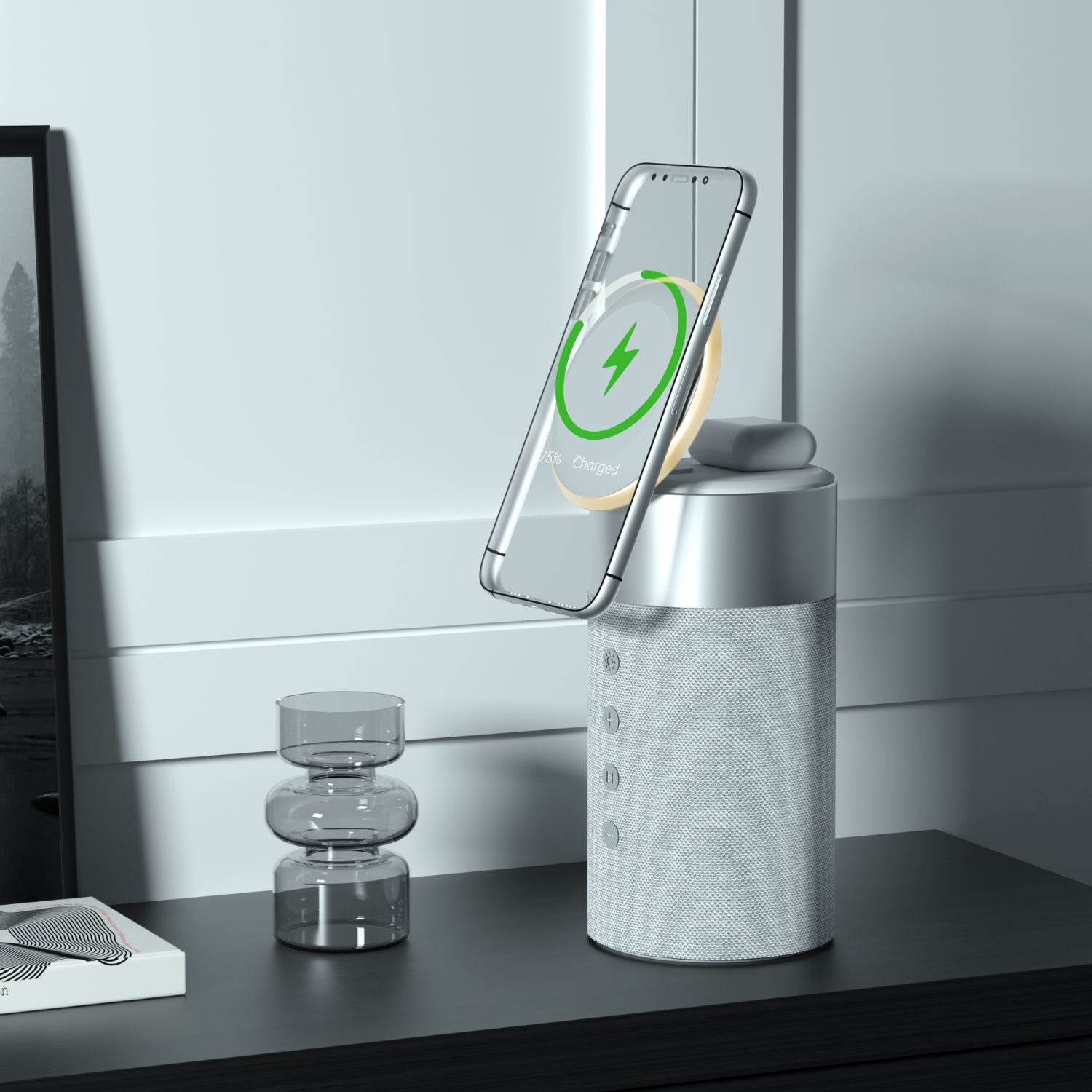 Draadloze Speaker met Oplaadfunctie – 3-in-1 Bluetooth Speaker, MagSafe Powerbank & Sfeerverlichting | Sansoti