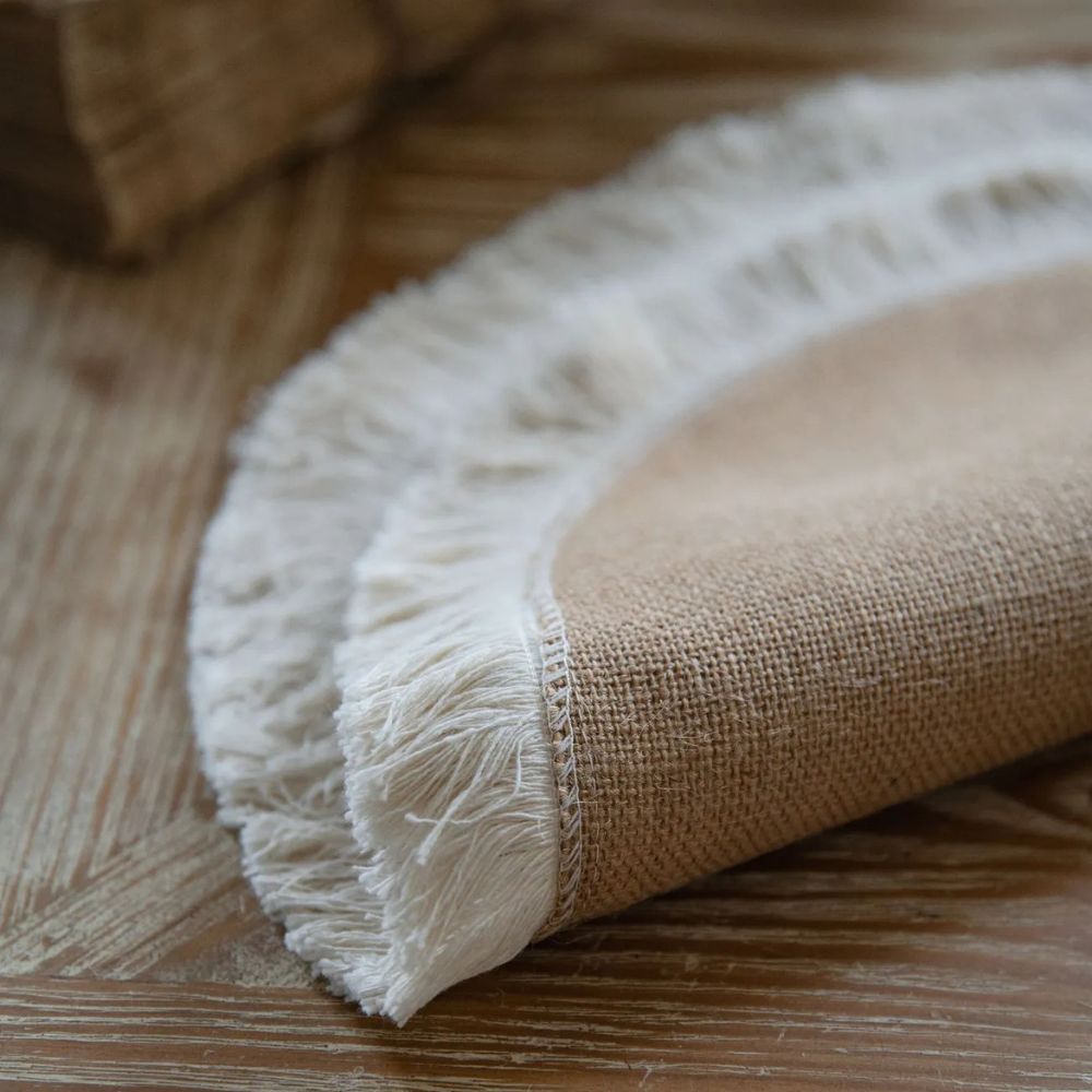 Tafelloper jute 30x180 cm beige eettafel decoratie rustiek boho tafellinnen tafel styling interieur | Sansoti