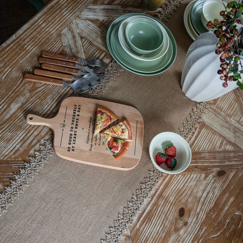 Tafelloper jute 30x180 cm beige eettafel decoratie rustiek boho tafellinnen tafel styling interieur | Sansoti