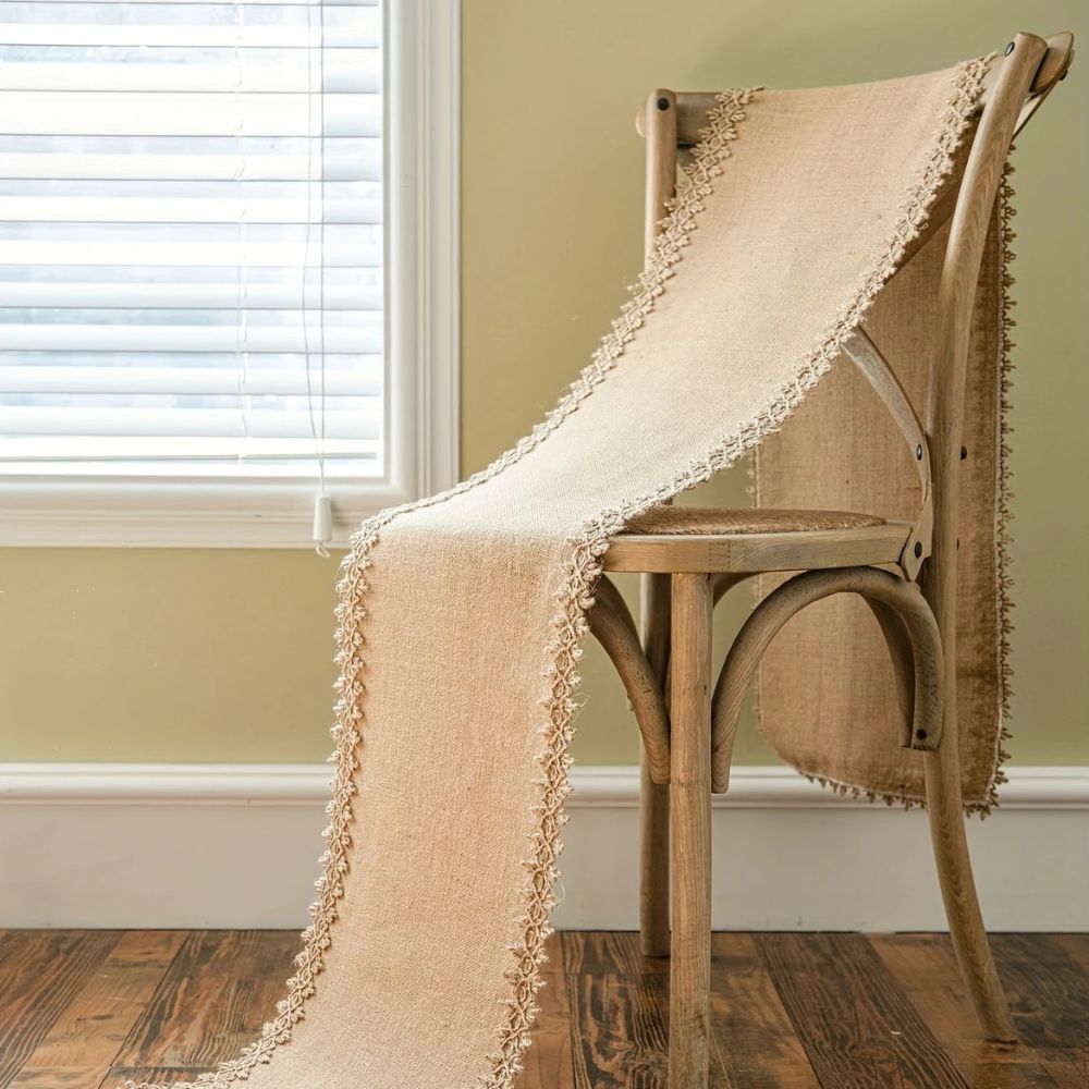 Tafelloper jute 30x180 cm beige eettafel decoratie rustiek boho tafellinnen tafel styling interieur | Sansoti
