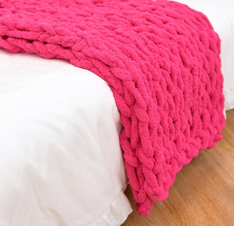 Chenille Gebreide Plaid Grof Gebreid Dikke Kabelstructuur Fleece Deken Zachte Woonplaid Bank Bed Decoratief | Sansoti