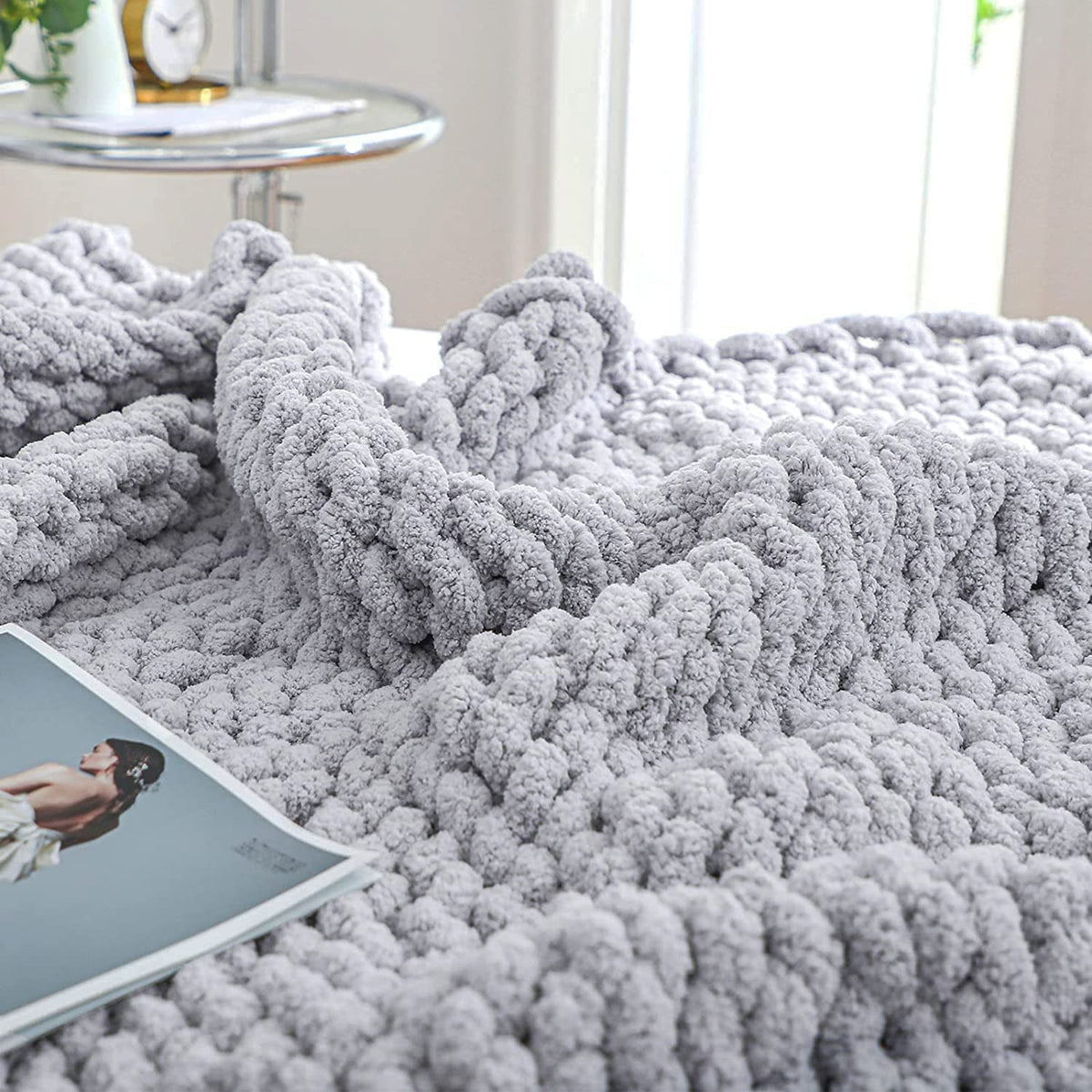 Chenille Gebreide Plaid Grof Gebreid Dikke Kabelstructuur Fleece Deken Zachte Woonplaid Bank Bed Decoratief | Sansoti