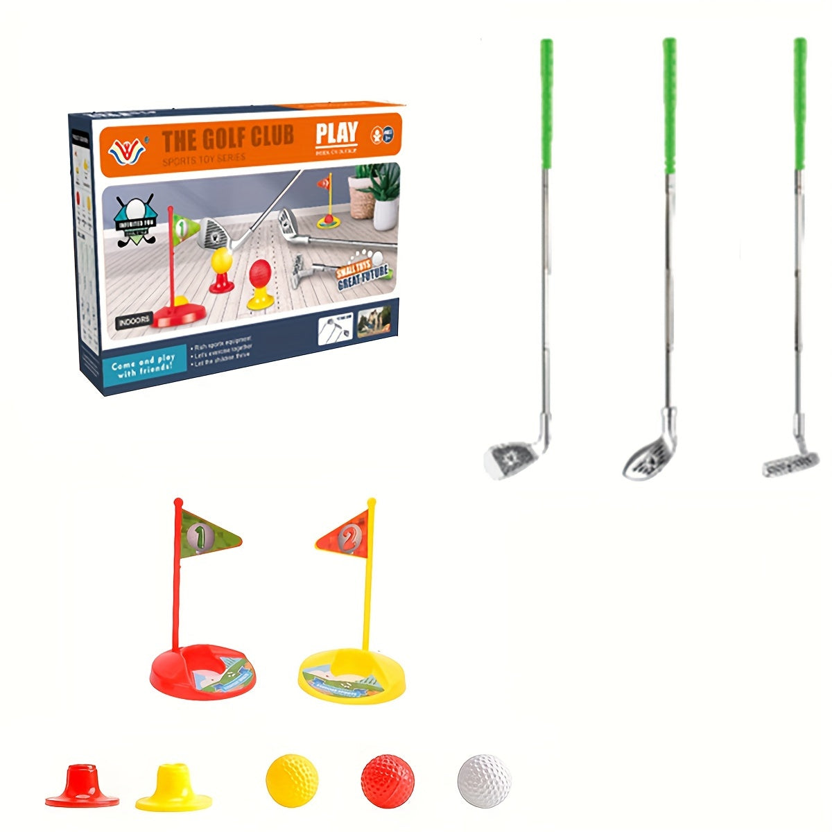Verstelbare Golfset voor Kinderen 3-8 Jaar met Clubs Ballen Vlaggen Indoor Outdoor Spel Motoriek Ontwikkeling | Sansoti