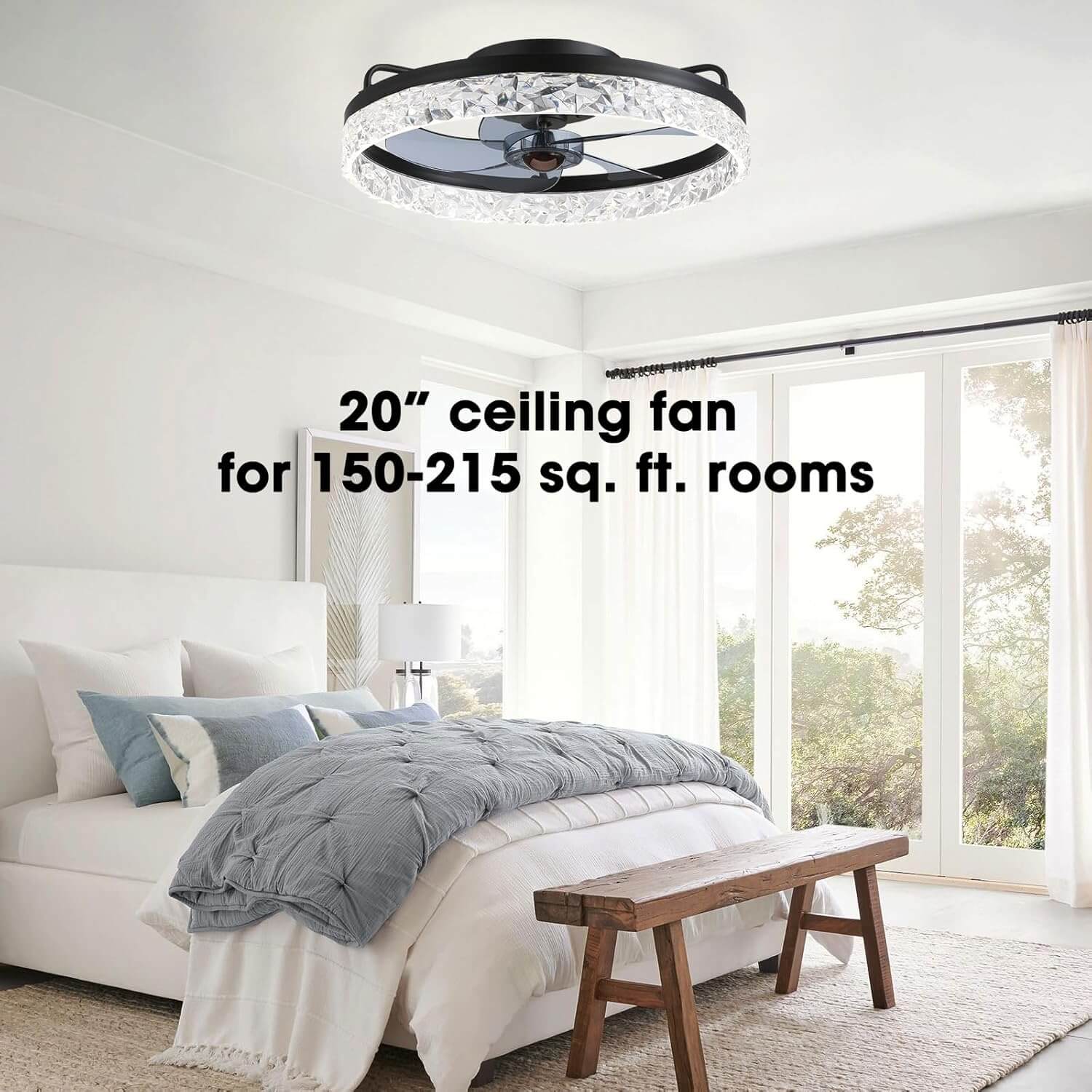 Plafondventilator met Verlichting Rond LED Dimbaar Afstandsbediening Zwart Goud Wit Modern | Sansoti