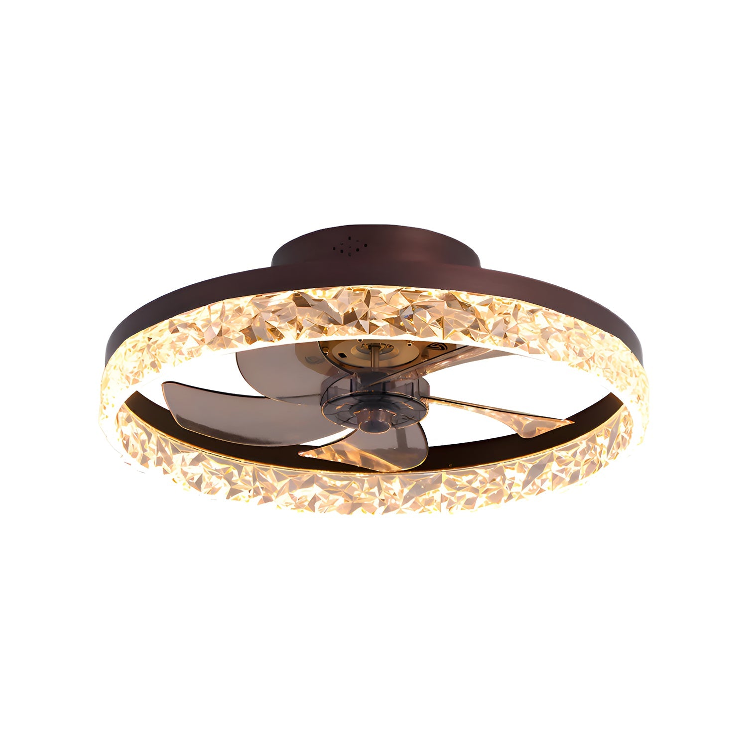 Plafondventilator met Verlichting Rond LED Dimbaar Afstandsbediening Zwart Goud Wit Modern | Sansoti
