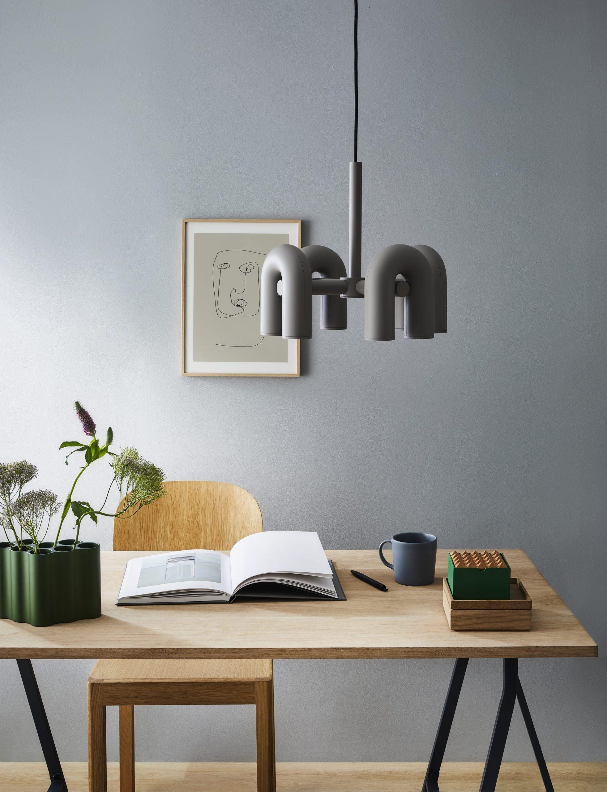Modulaire Kroonluchter met U-Vormige Armen – Verstelbaar Design – Zwart, Grijs, Oranje of Blauw – 3, 4, 6 of 8 Lichtpunten – Modern Statement | Sansoti