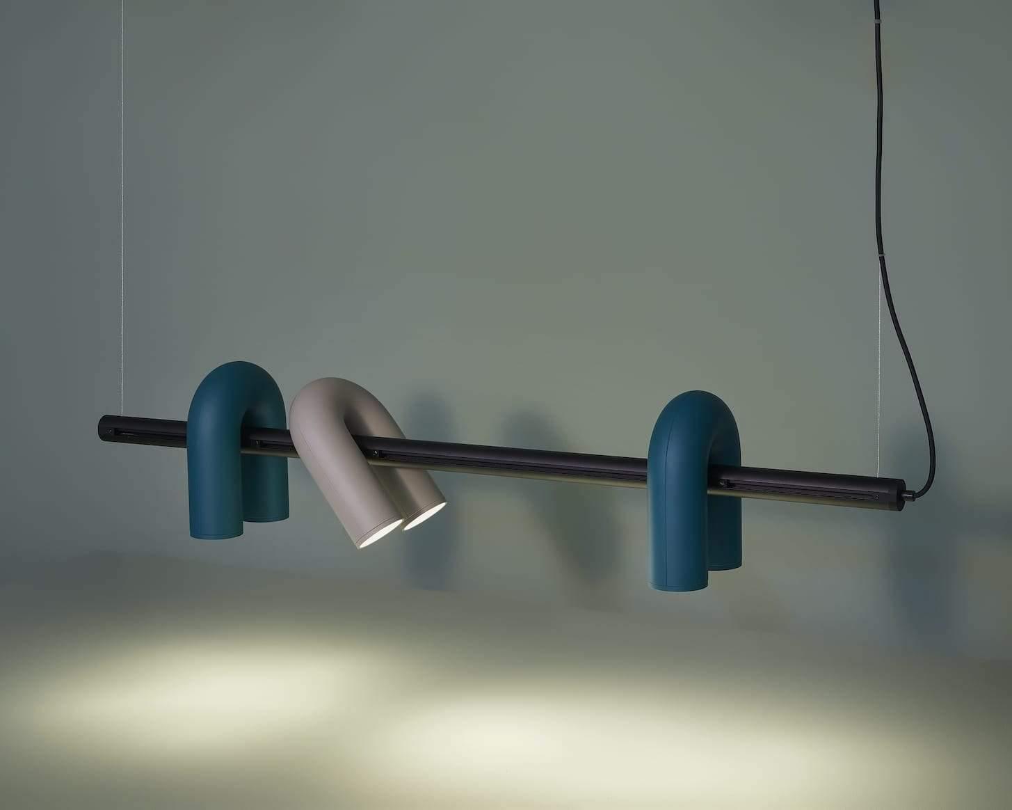 Modulaire Kroonluchter met U-Vormige Armen – Verstelbaar Design – Zwart, Grijs, Oranje of Blauw – 3, 4, 6 of 8 Lichtpunten – Modern Statement | Sansoti