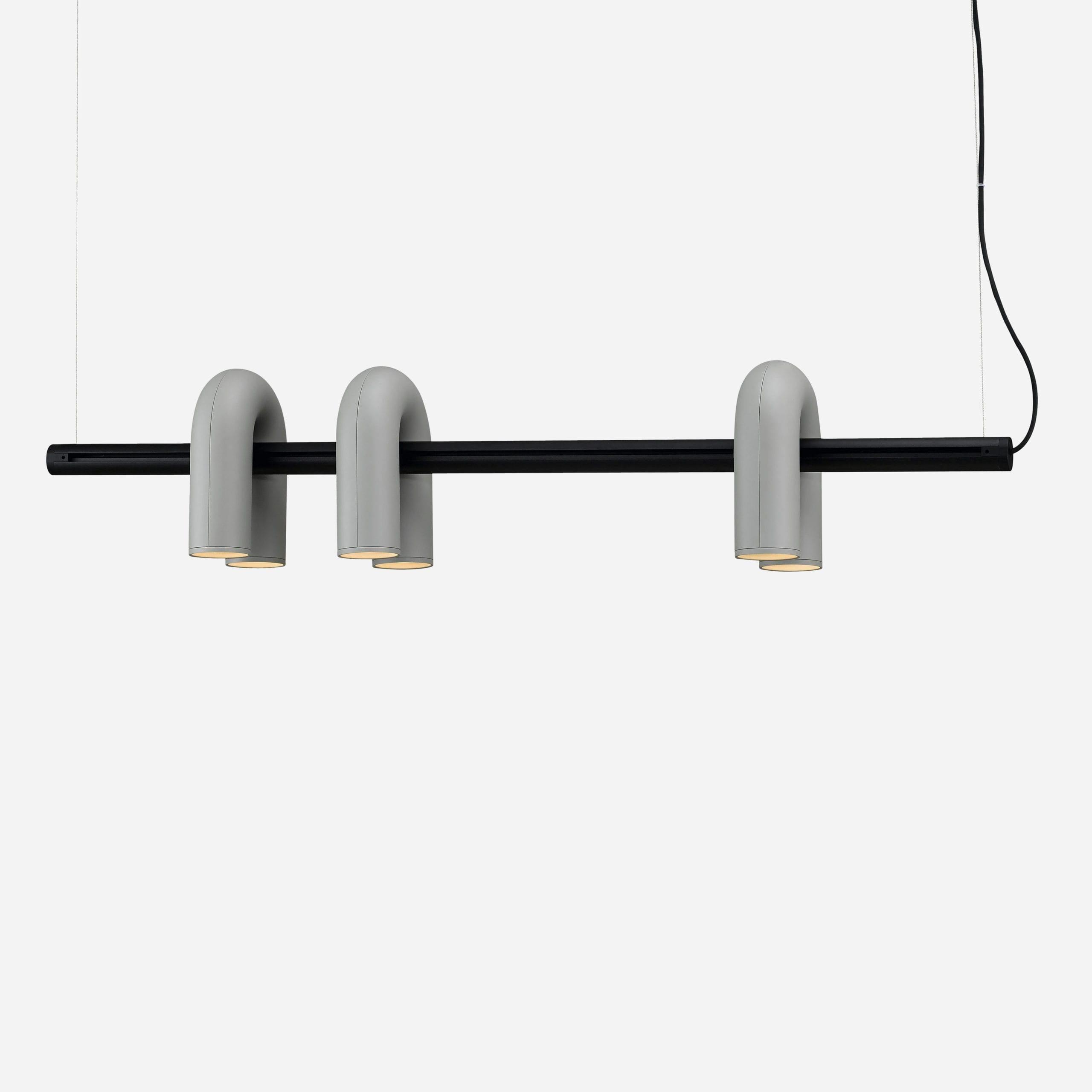 Modulaire Kroonluchter met U-Vormige Armen – Verstelbaar Design – Zwart, Grijs, Oranje of Blauw – 3, 4, 6 of 8 Lichtpunten – Modern Statement | Sansoti