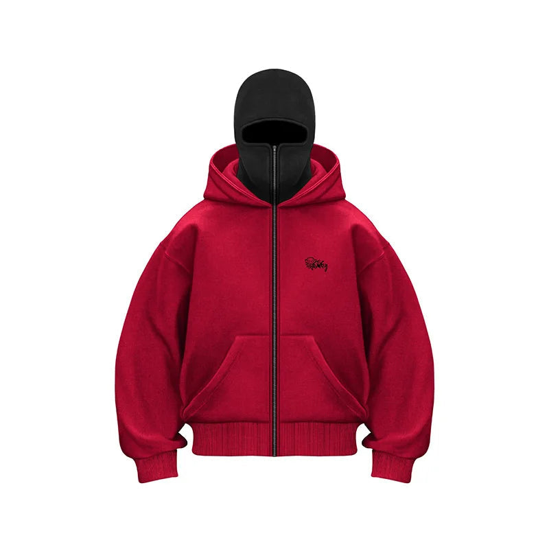Ritshoodie met Geïntegreerd Balaclava Masker – Warme Wintertrui met Rits voor Outdoor Sport en Activiteiten | Sansoti