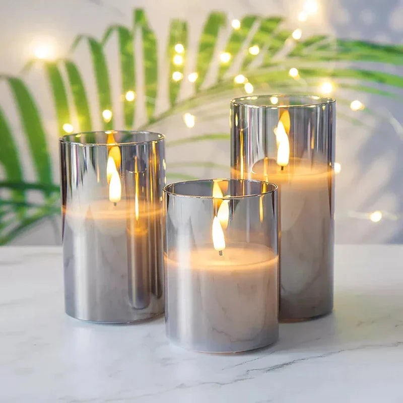 Wireless LED Candle Set of 3 Flame Effect Remote Control Timer Warm White Ambient Lighting Living Room Decoration | Sansoti