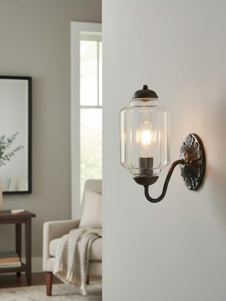 Melkglazen Wandlamp Eloise voor Hal en Slaapkamer | Vintage Wandverlichting met Melkwit Glas | Sansoti