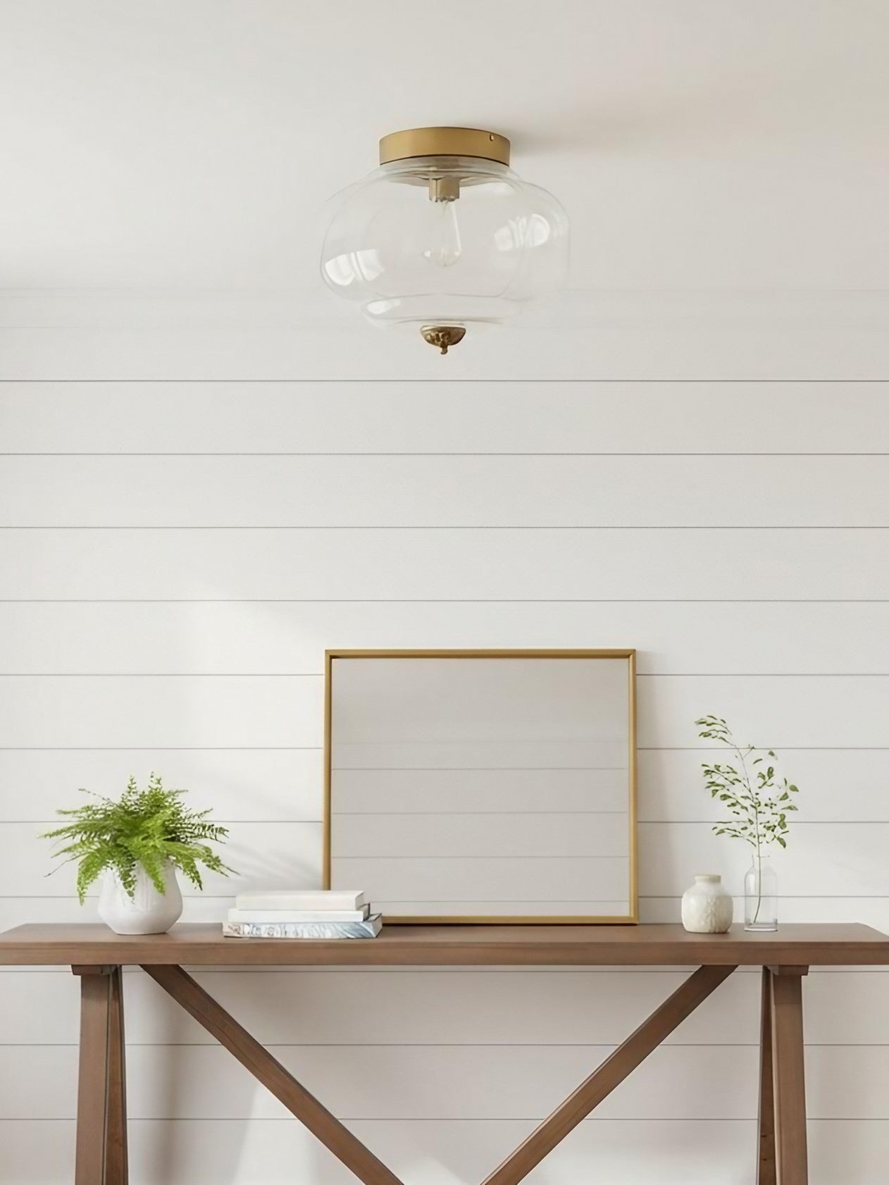 Retro Plafondlamp met Melkglazen Kap – Verfijnde Semi-Flush Mount Verlichting voor Moderne Interieurs | Sansoti