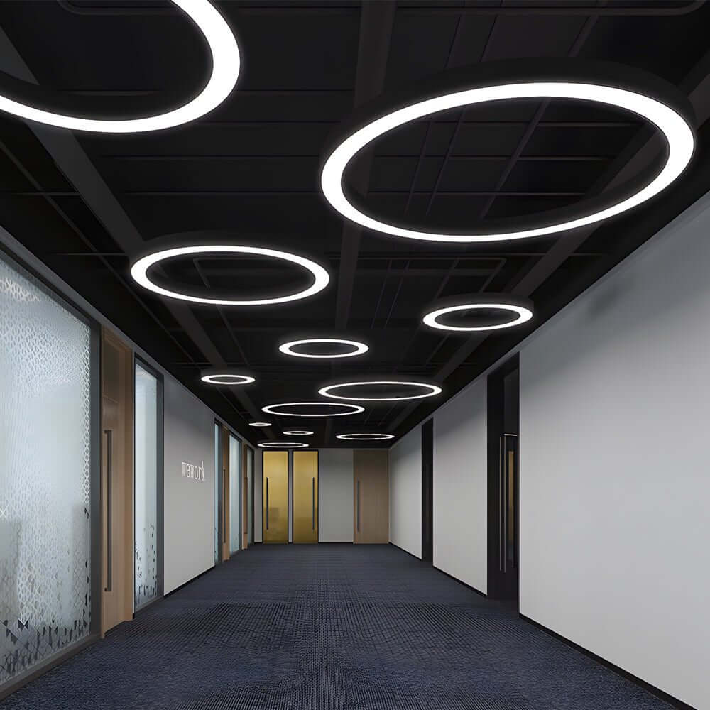 Industrielle LED-Ring-Pendelleuchte 6000K mit IP42 und Acryldiffusor | Restfield