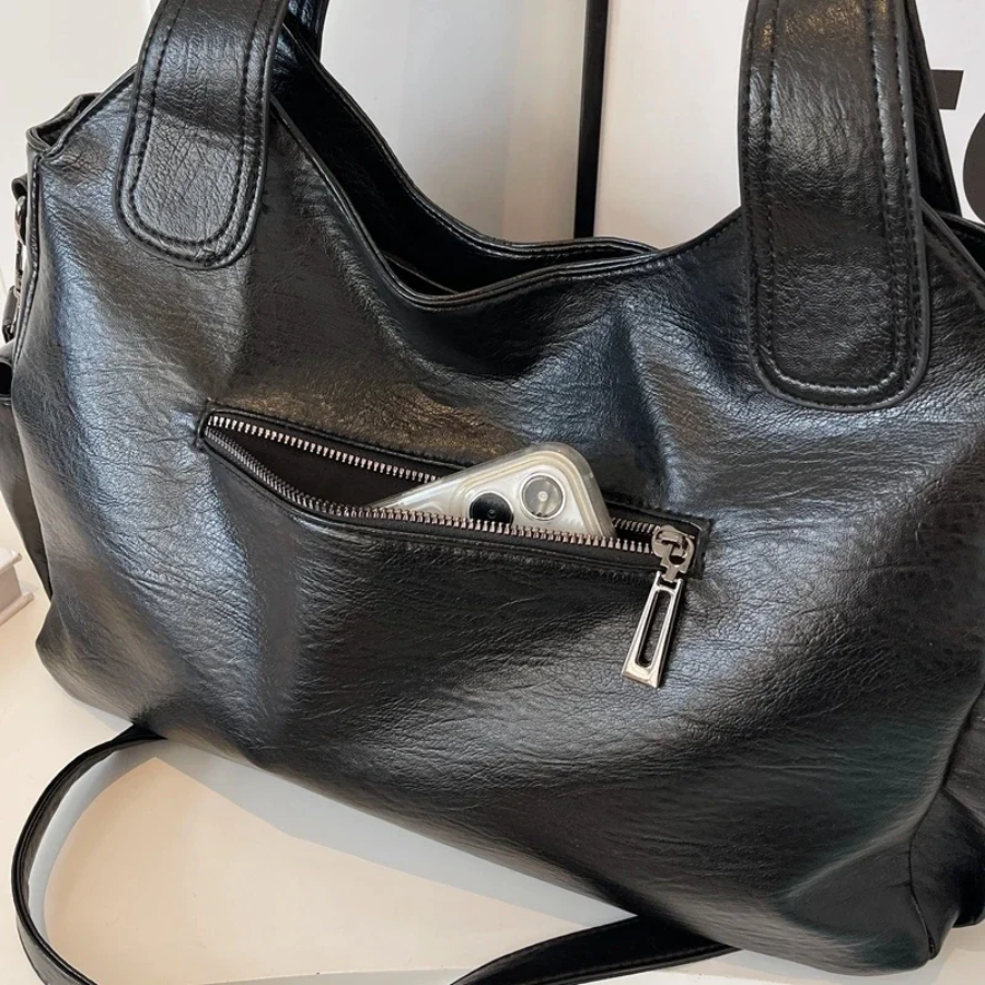 Women's Shoulder Bag with Spacious Interior Pockets Cognac Black Espresso Work Laptop Casual Travel Everyday | Sansoti