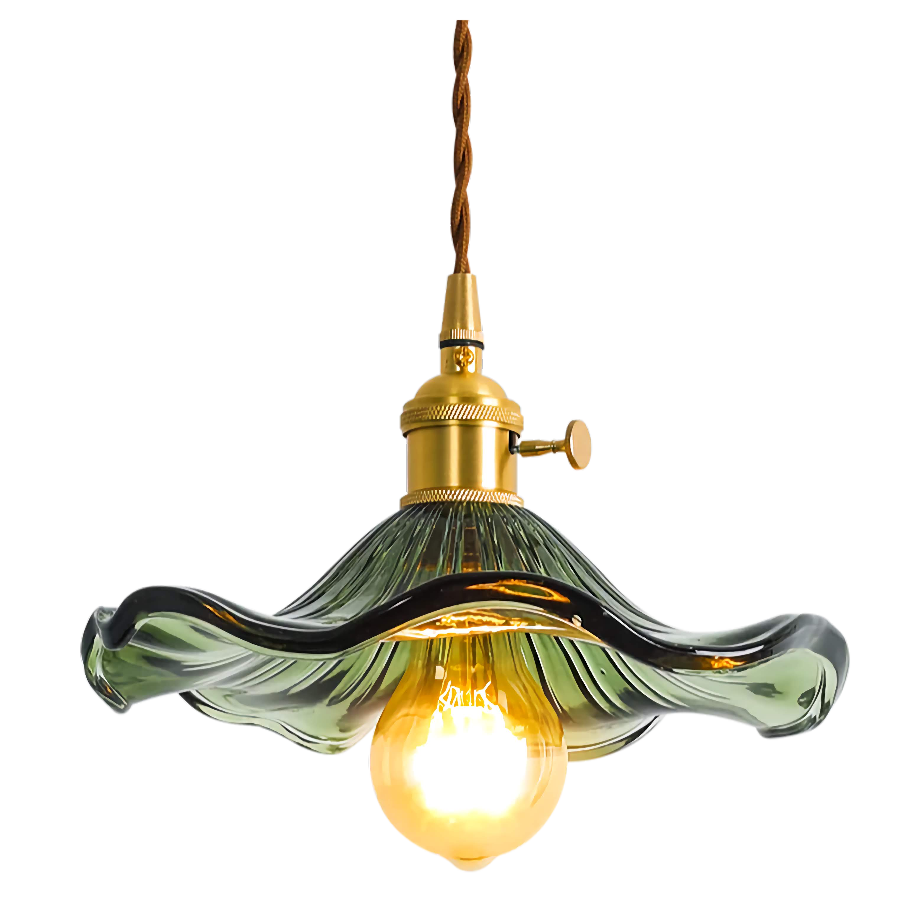 Hanglamp Glas E27 Groen Transparant Oranje Ø25cm Woonkamer Keuken Eetkamer Vintage Art Nouveau Sfeerlamp | Sansoti