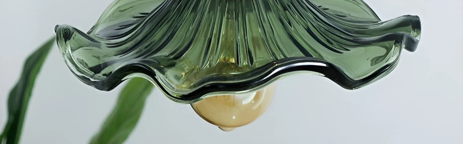 Hanglamp Glas E27 Groen Transparant Oranje Ø25cm Woonkamer Keuken Eetkamer Vintage Art Nouveau Sfeerlamp | Sansoti
