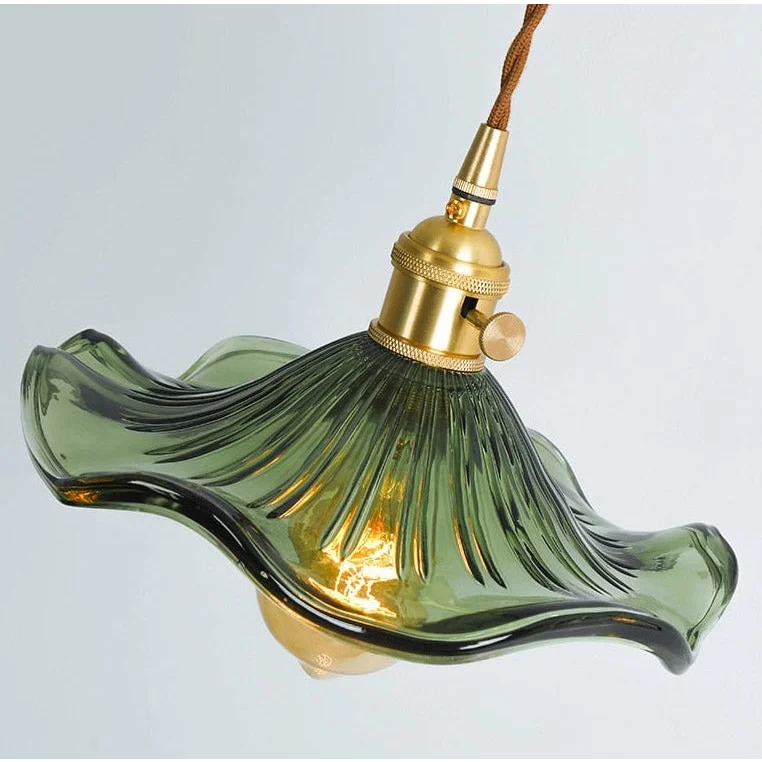 Hanglamp Glas E27 Groen Transparant Oranje Ø25cm Woonkamer Keuken Eetkamer Vintage Art Nouveau Sfeerlamp | Sansoti